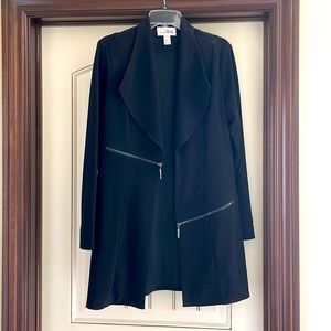 Long Joseph Ribkoff black Jacket. Worn once. Zippers work no pockets, just style